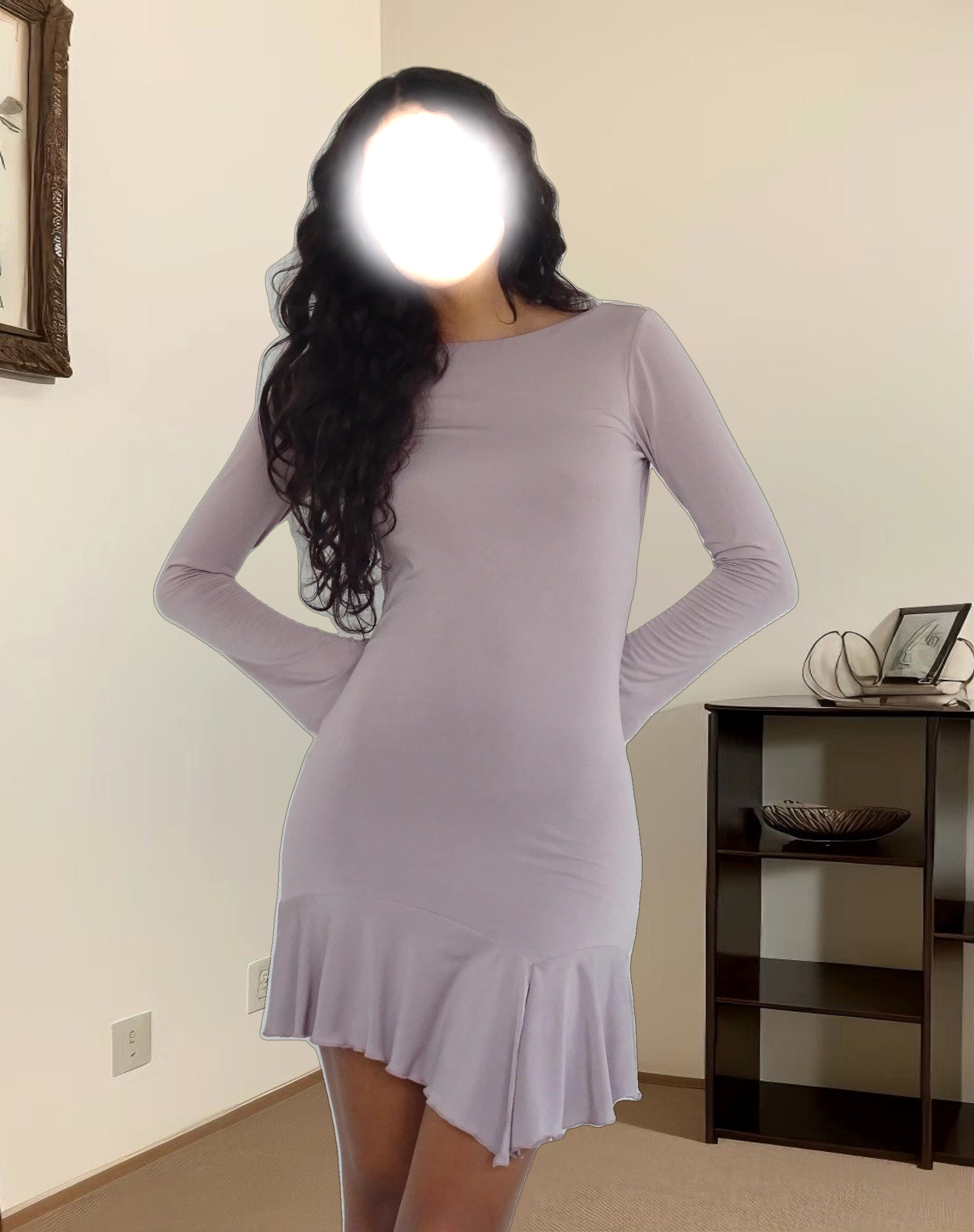 Arwen Backless Ruffle Mini Dress in Slinky Mauve