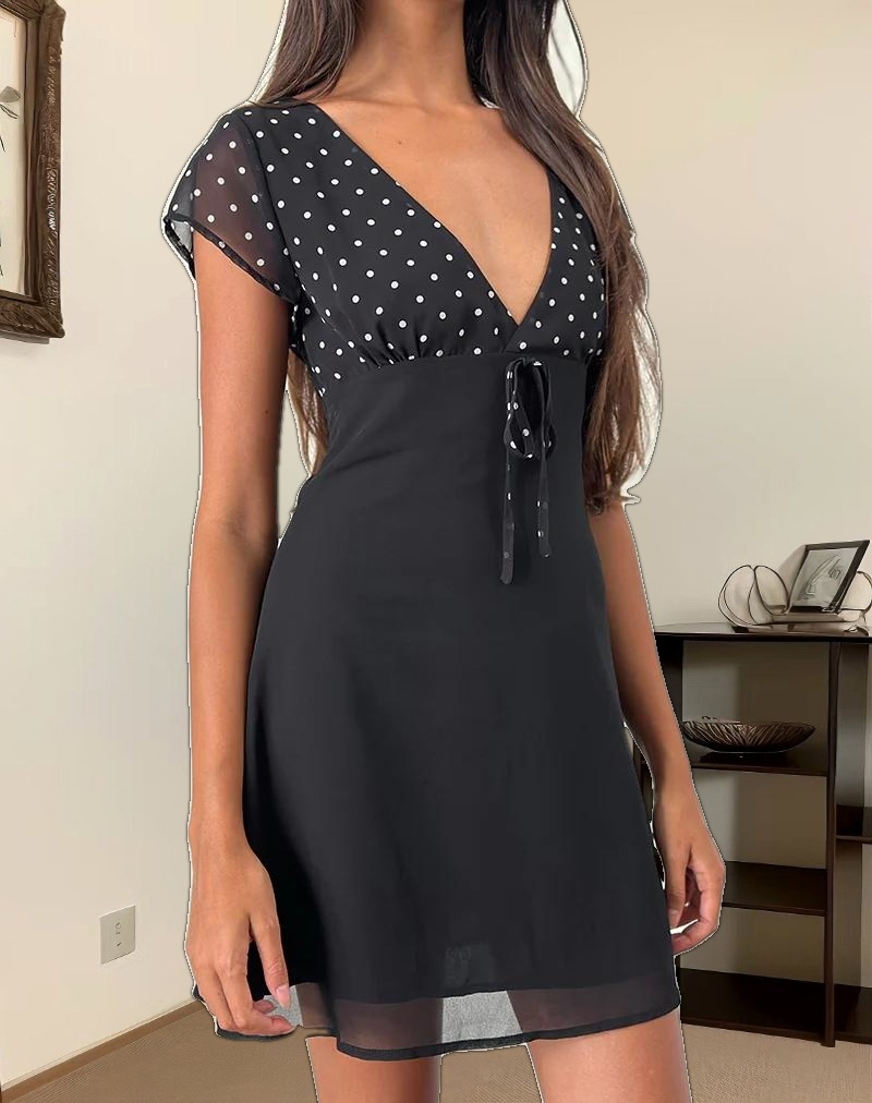 Lovita Mini Dress in Basic Polka Black