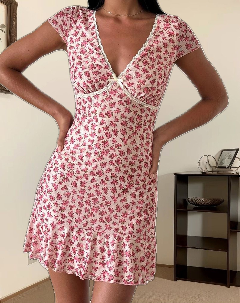 Ginevra Dress in Gardenia Romantic with Lace Trim