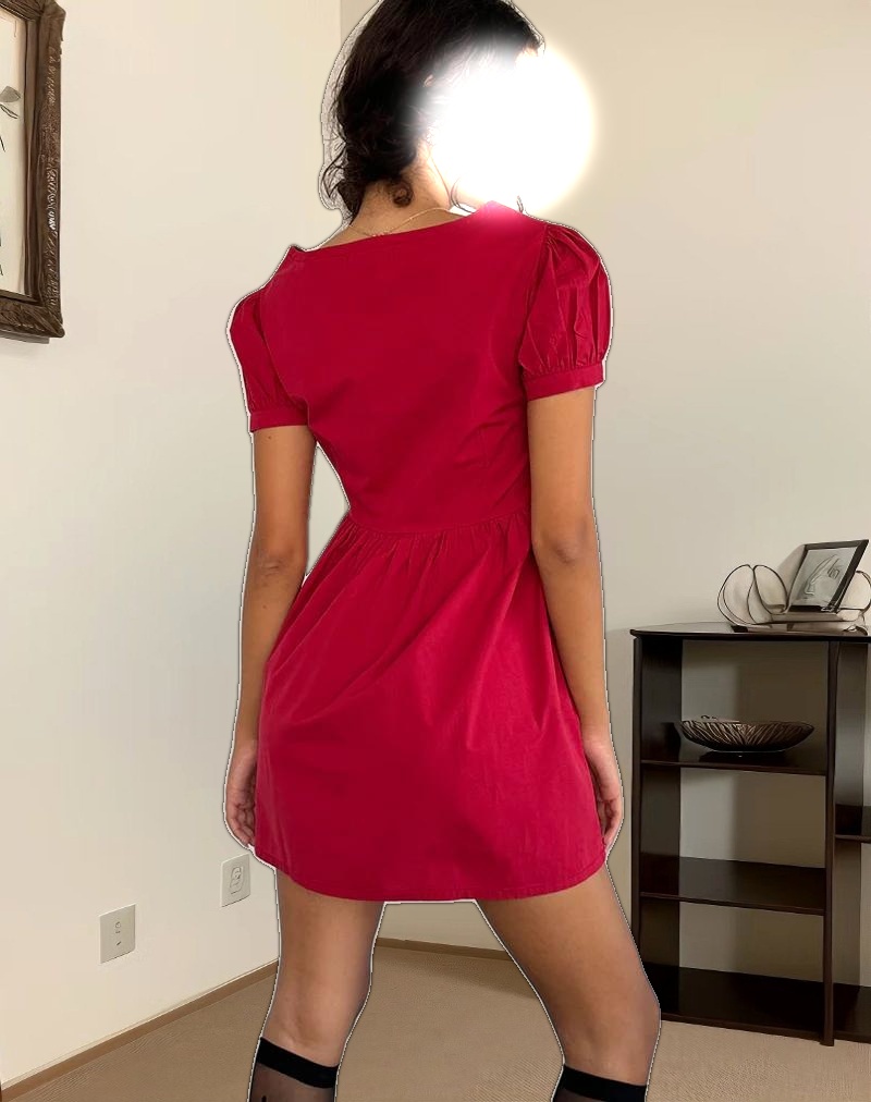 Leshiana Mini Dress in Poplin Adrenaline Red