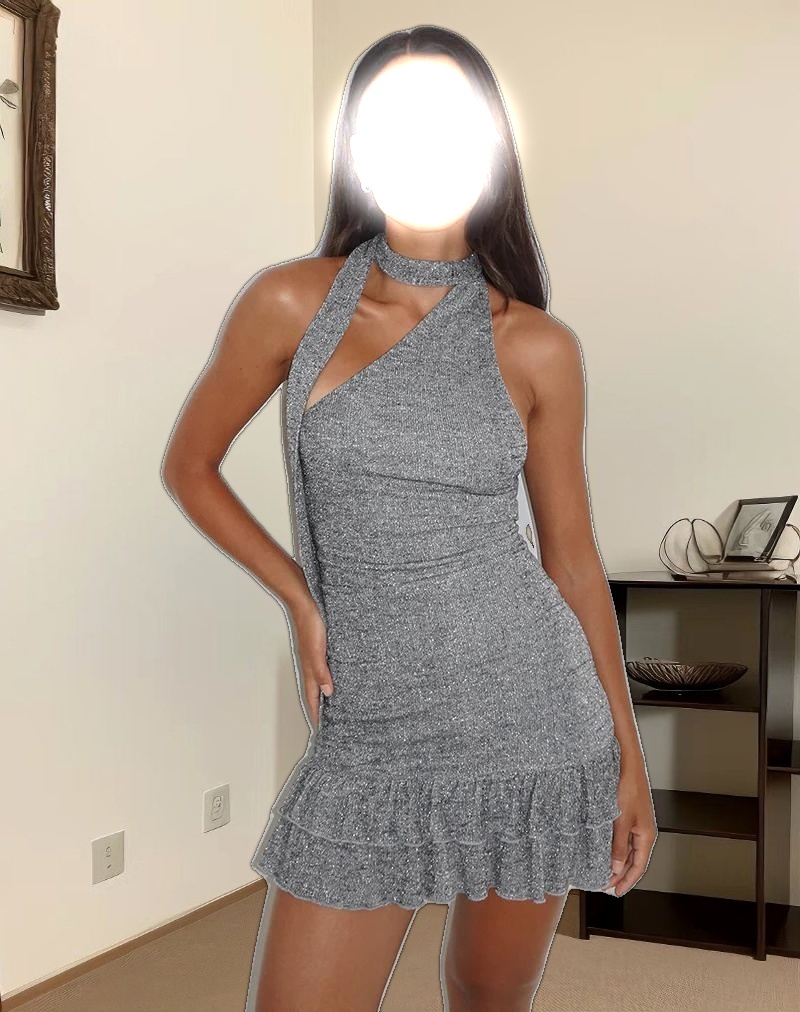 Blio Mini Dress in Grey Shimmer