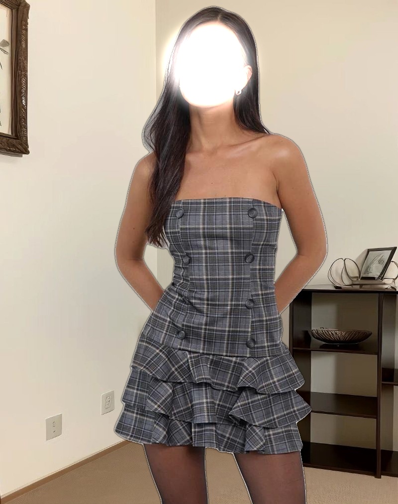 Pramila Mini Dress in Check Tailoring Grey