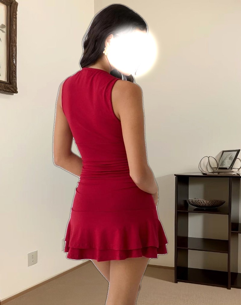 Lanai Mini Dress in Rayon Jersey Adrenaline Red