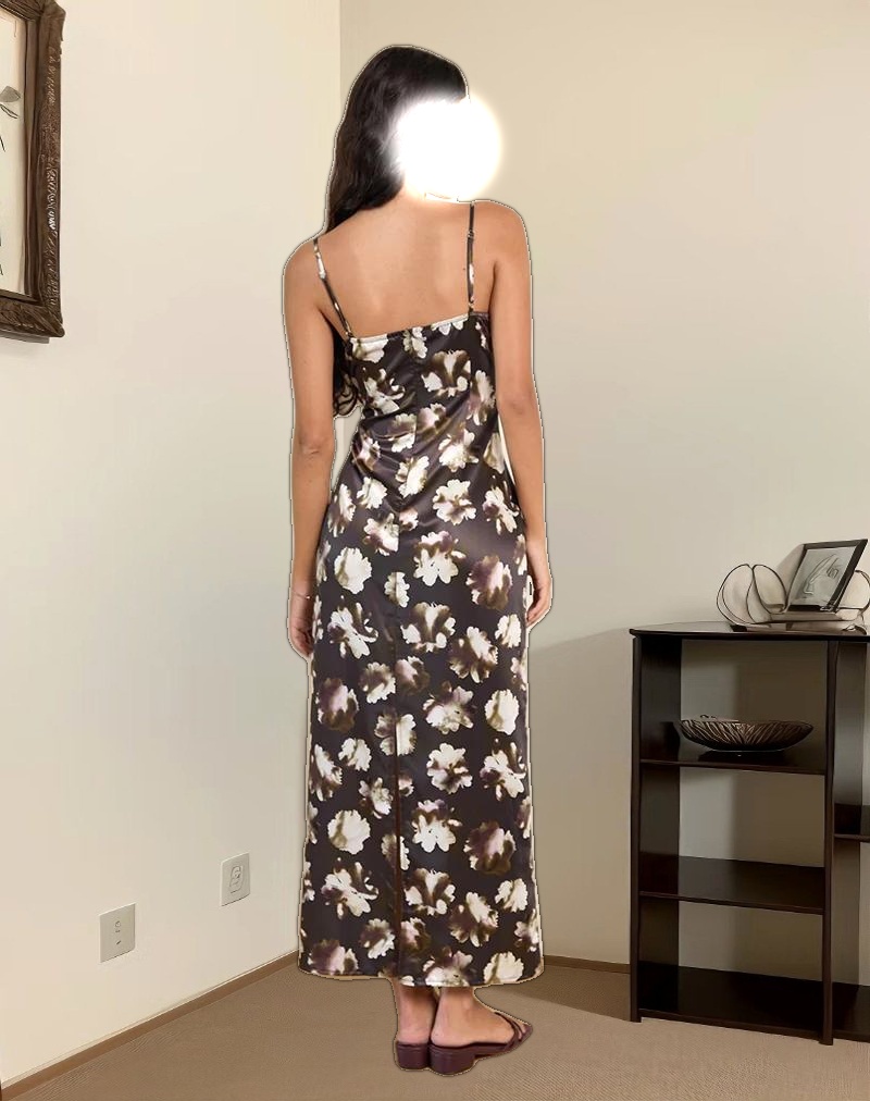 Kafka Maxi Dress in Brown Floral Print