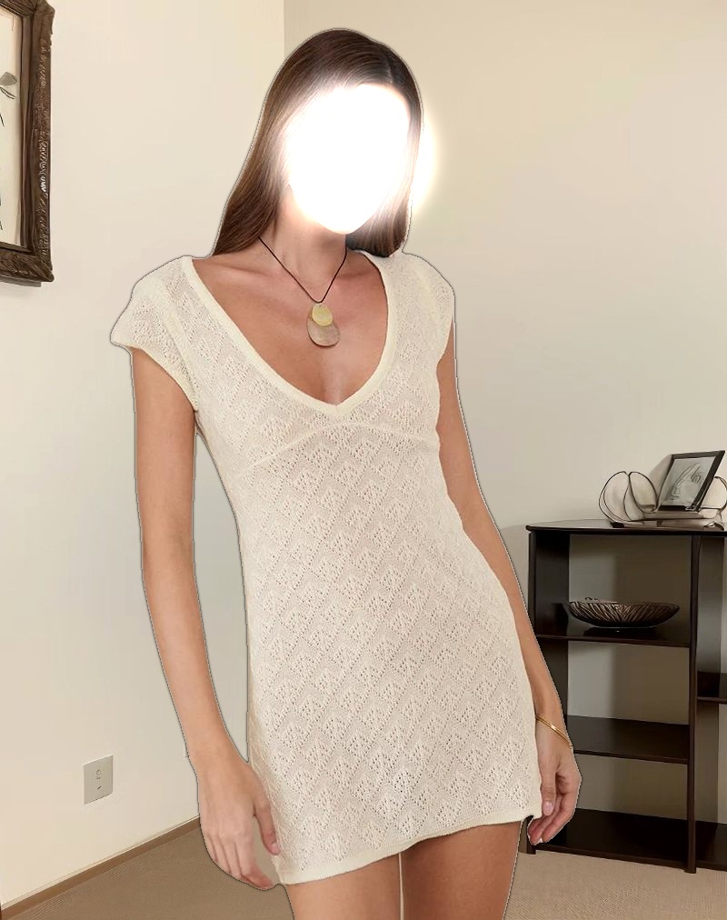 Mariza Mini Dress in Pointelle Ivory