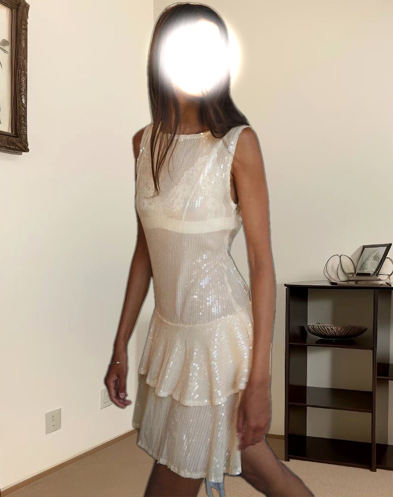 Turtoise Mini Dress in Nude Clear Tinted Disc