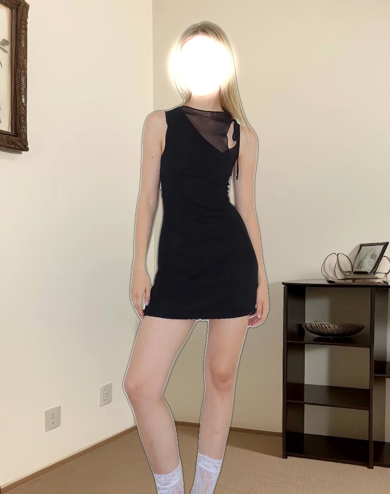 Masita Asymmetric Mini Dress in Black