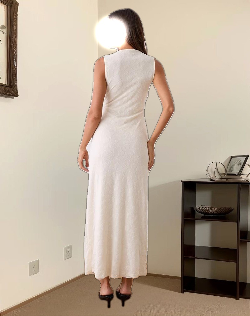 Gerda Maxi Dress in Floral Flock Cream