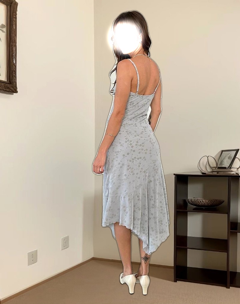 Devon Midi Dress in Flock Chic Petals Grey