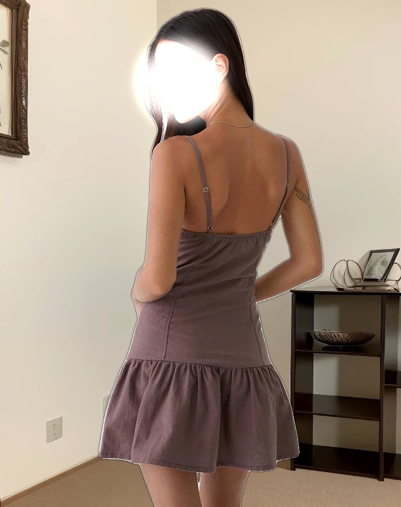 Yuha Buttoned Mini Dress in Deep Taupe