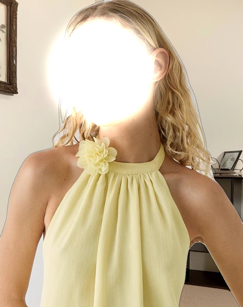 Margaux Mini Dress in Chiffon Lemon