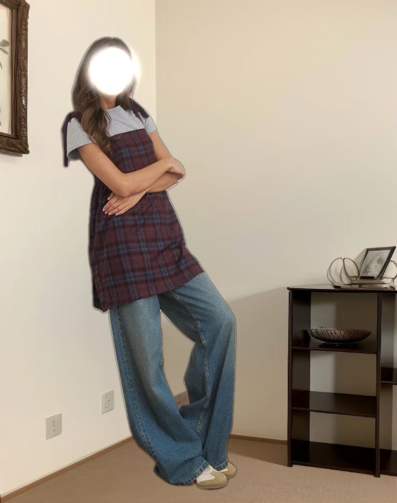 Mikayla Mini Dress in Burgundy and Blue Check