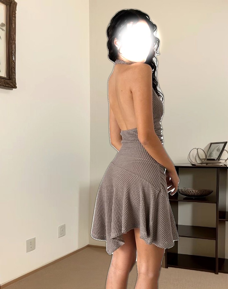 Yelena Halter Dress in Light Taupe