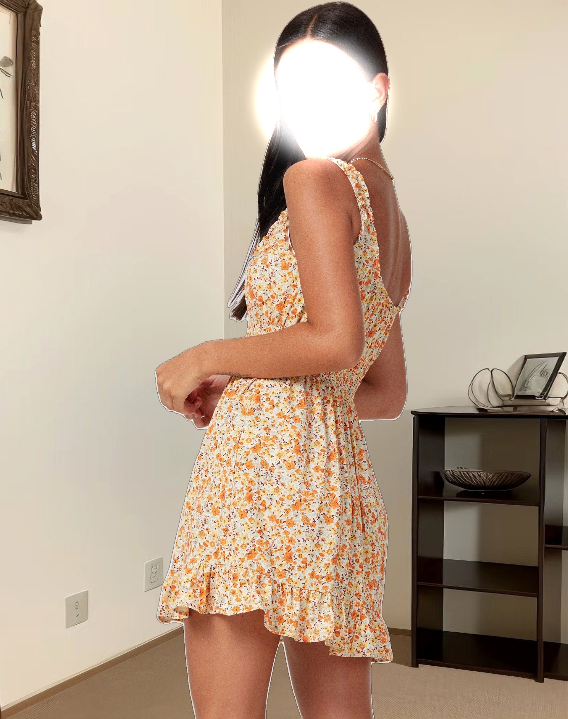 Soyata Day Dress in Ditsy Tangerine