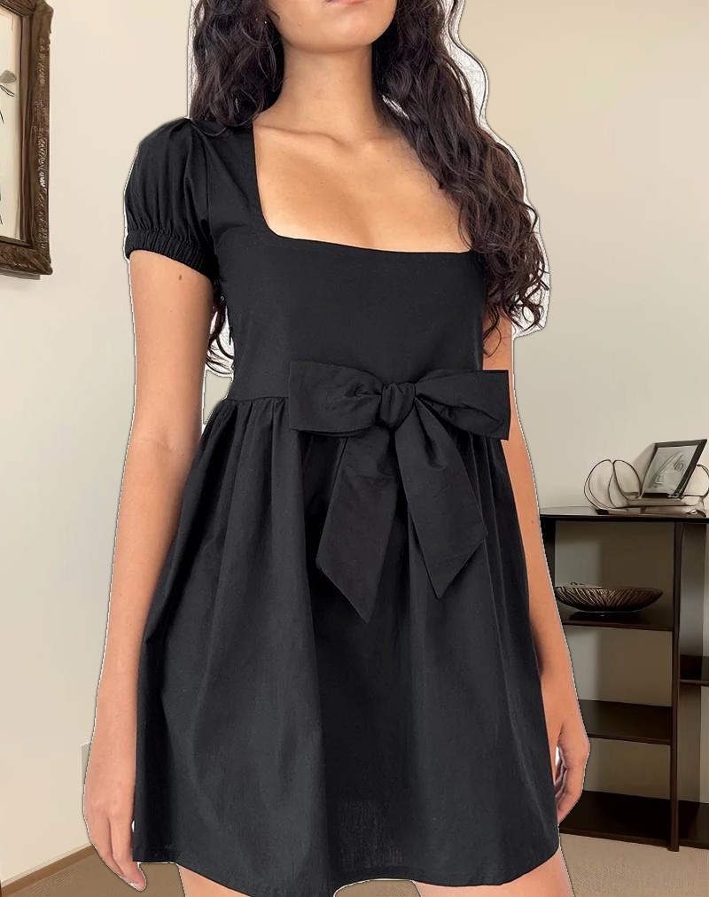 Leshiana Mini Dress in Poplin Black