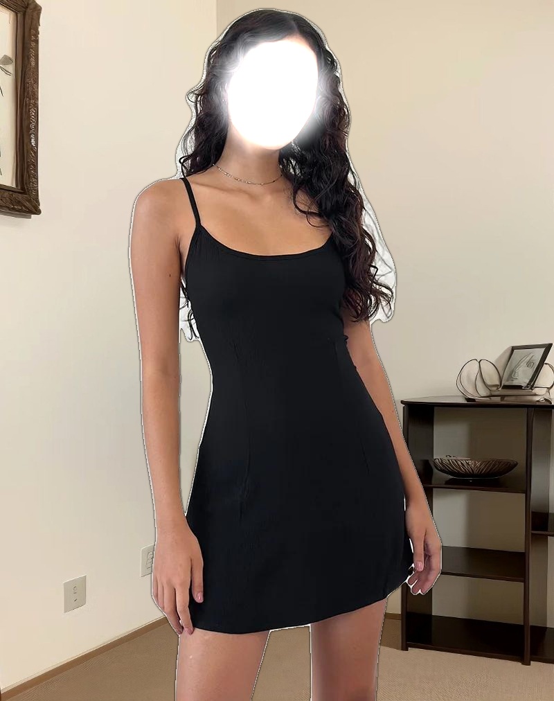 Samiya Mini Dress in Crinkle Black