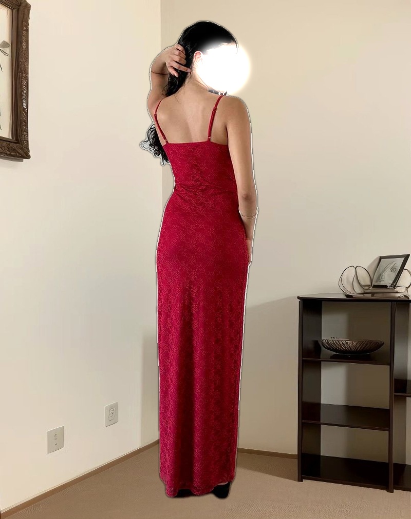 Cantha Maxi Dress in Mari Lace Red