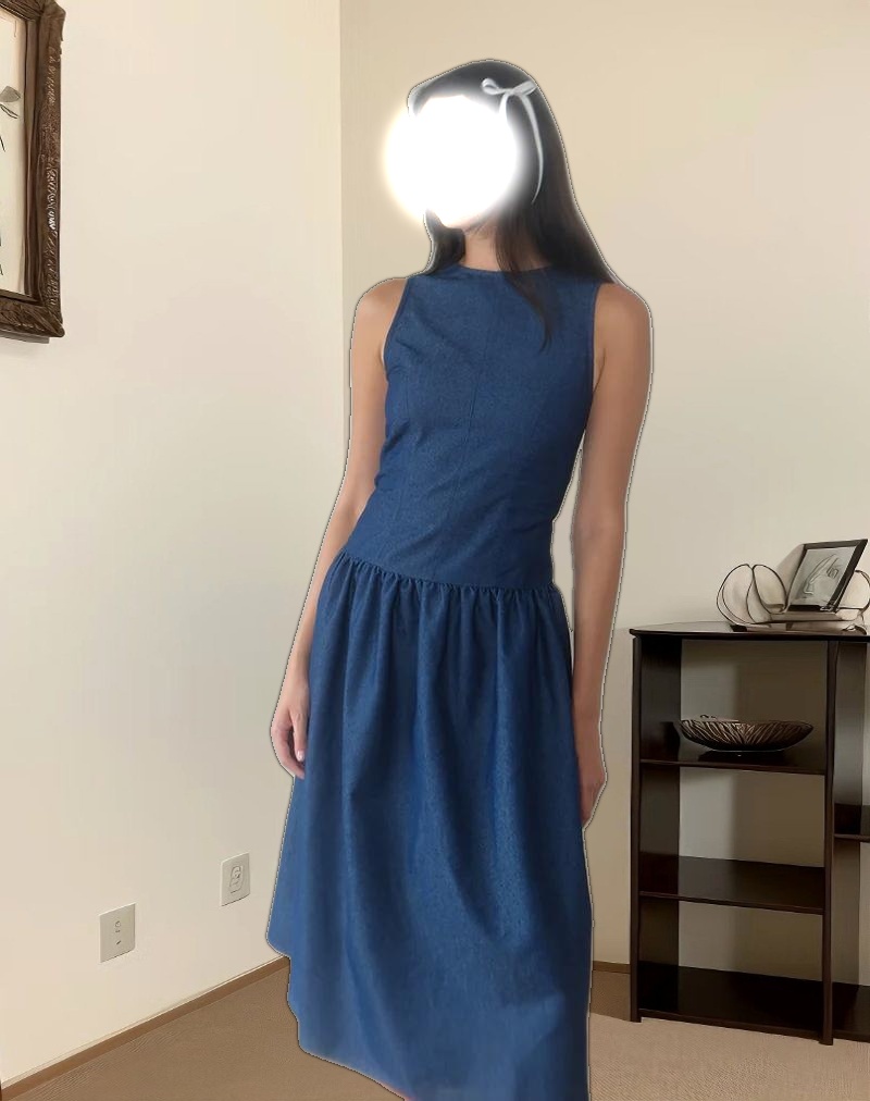 Uretta Maxi Dress in Denim Indigo