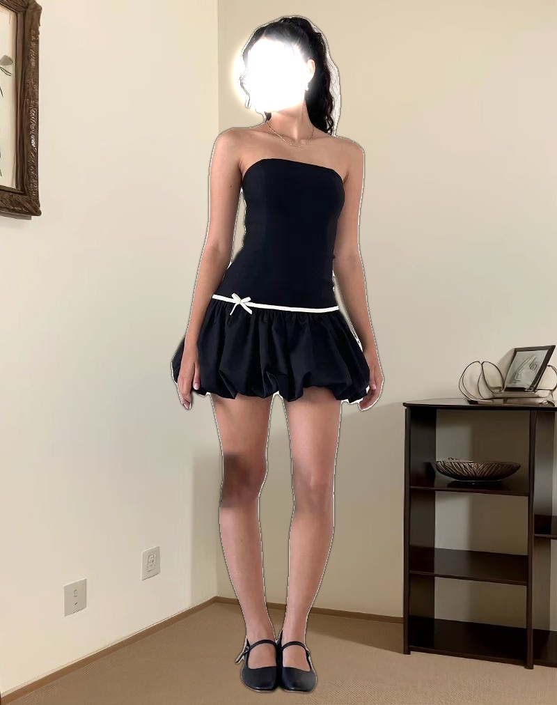 Klaita Puffball Mini Dress in Black