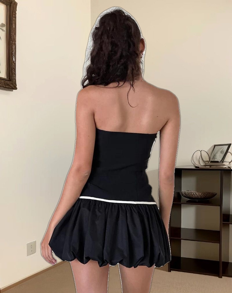 Klaita Puffball Mini Dress in Black