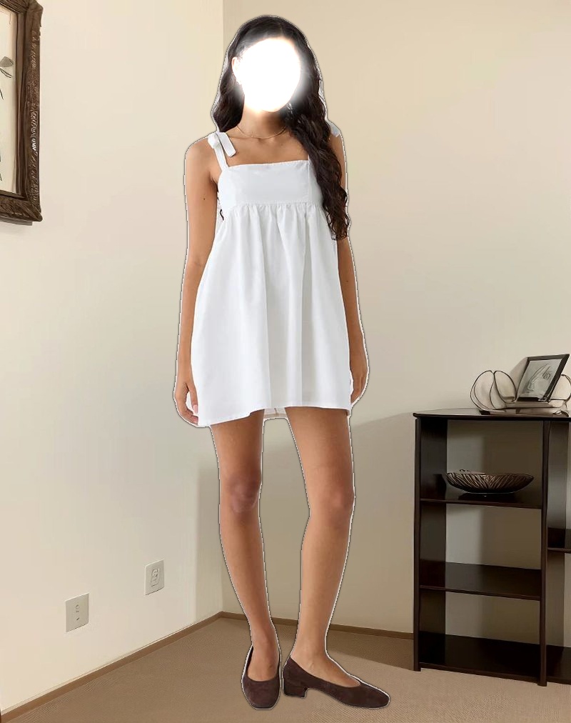 Kayla Square Neck Mini Dress in Linen Ivory