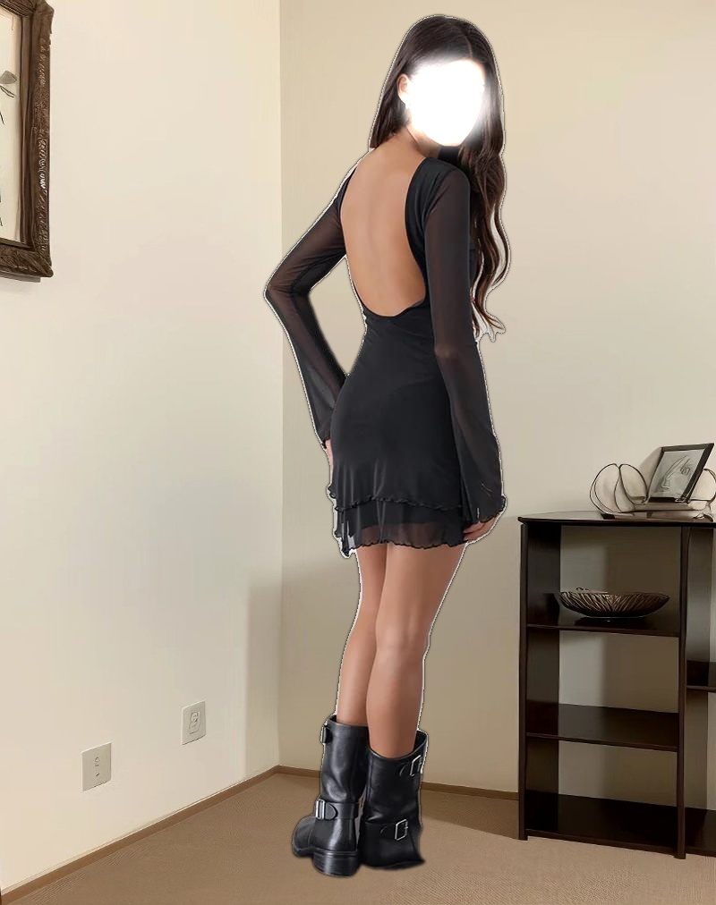 Dazn Backless Mini Dress in Black