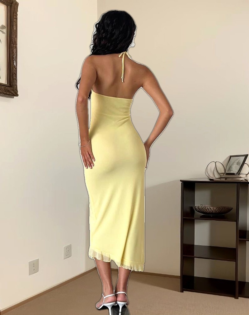 Ribka Midi Dress in Mesh Lemon