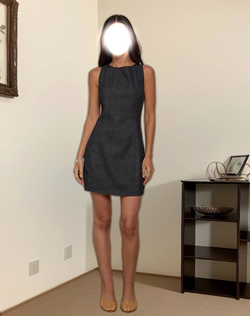 Ayana Backless Mini Dress in Chambray Dark Indigo