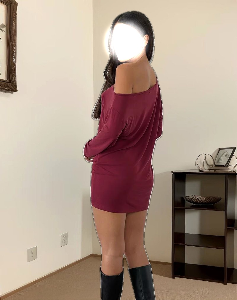 Shelisa Slouchy Mini Dress in Deep Red