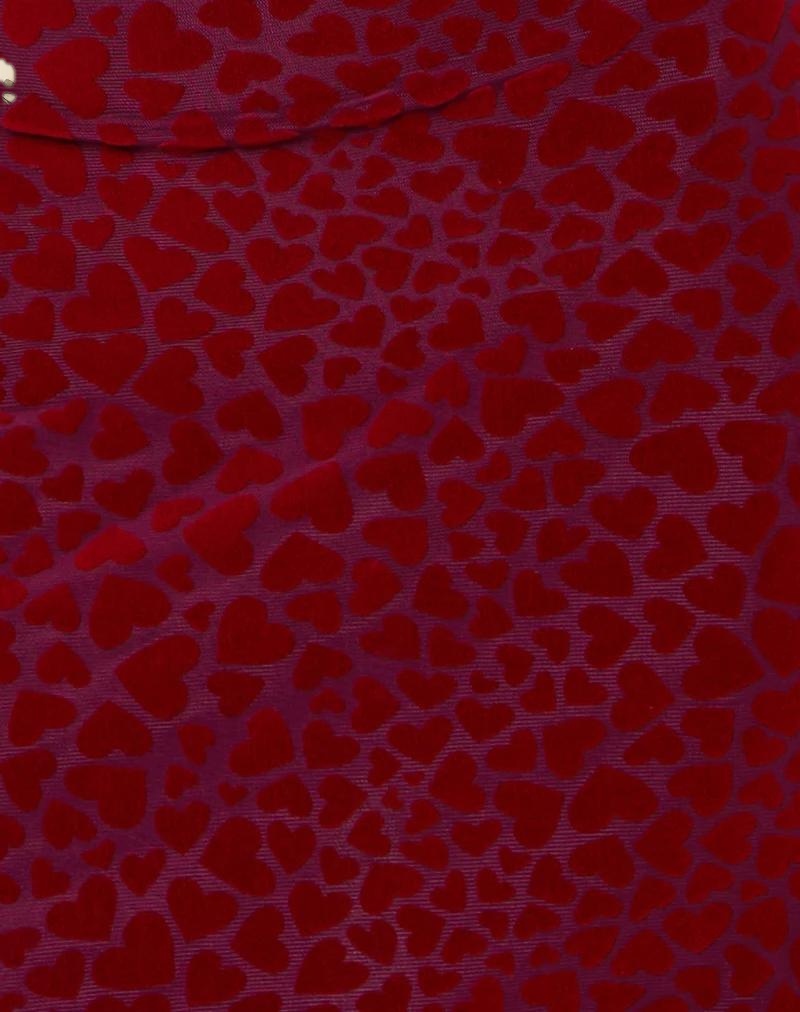 Sevila Long Sleeve Mini Dress in Heart Flock Maroon