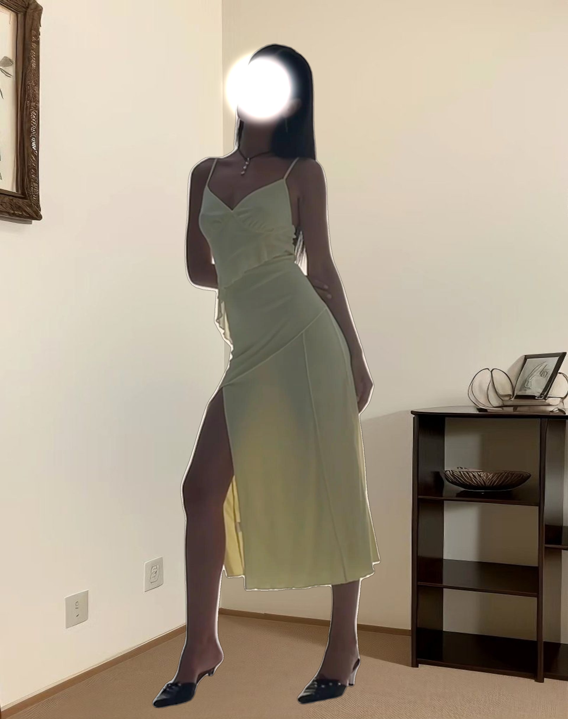 Jacy Ruffle Midi Dress in Mesh Lemon