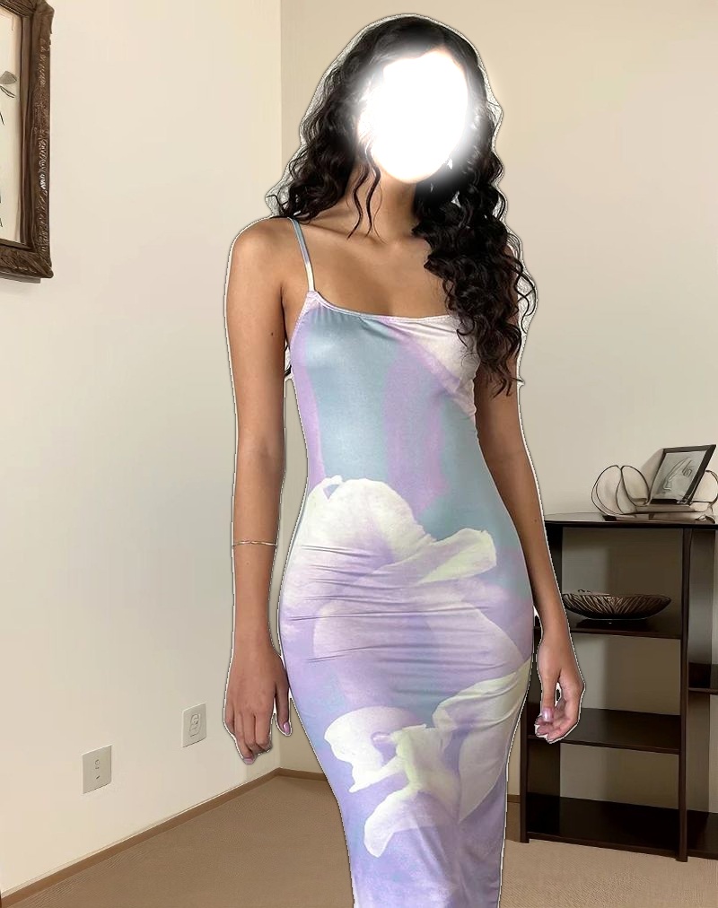 Norila Cami Maxi Dress in Slinky Orchid Petals Lilac