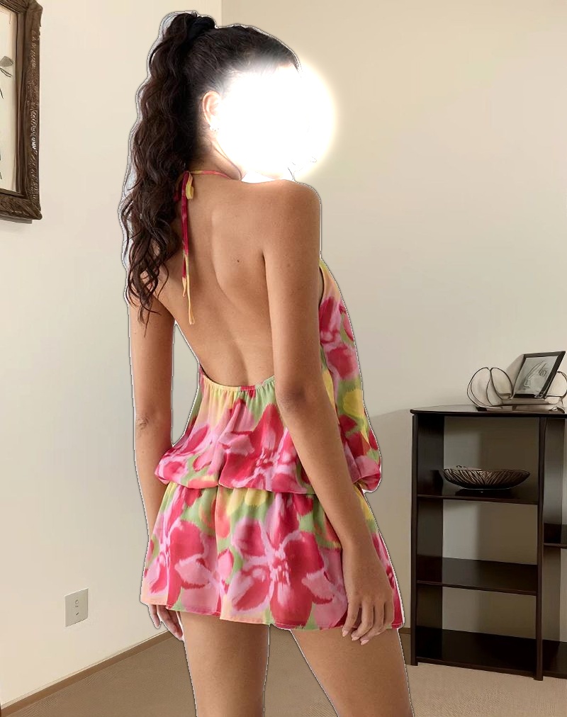 Veloria Mini Dress in Bold Multi Colour Floral