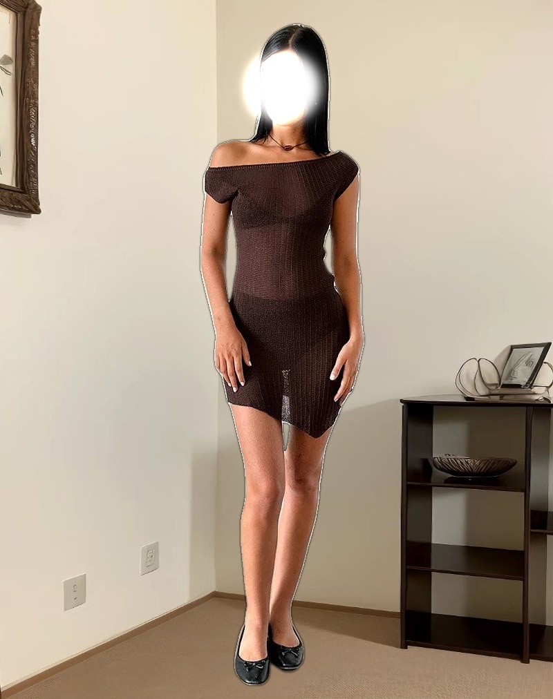 Susannah Dress in Wide Rib Knit Brown