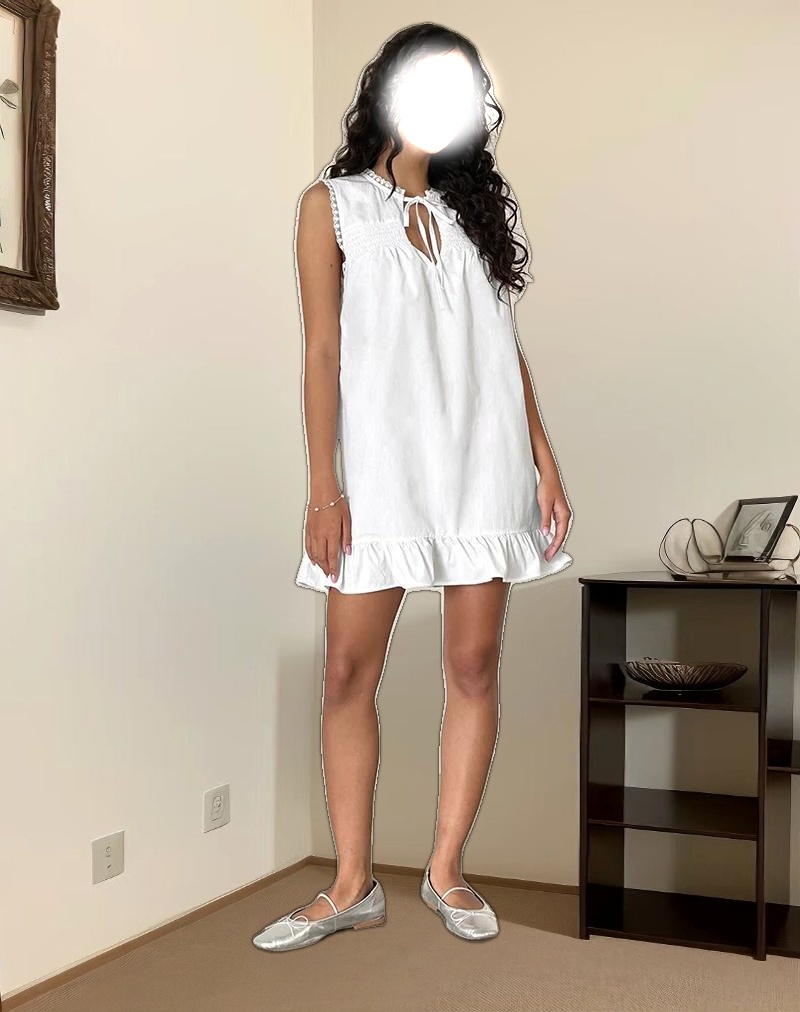 Lalita Babydoll Mini Dress in Poplin White