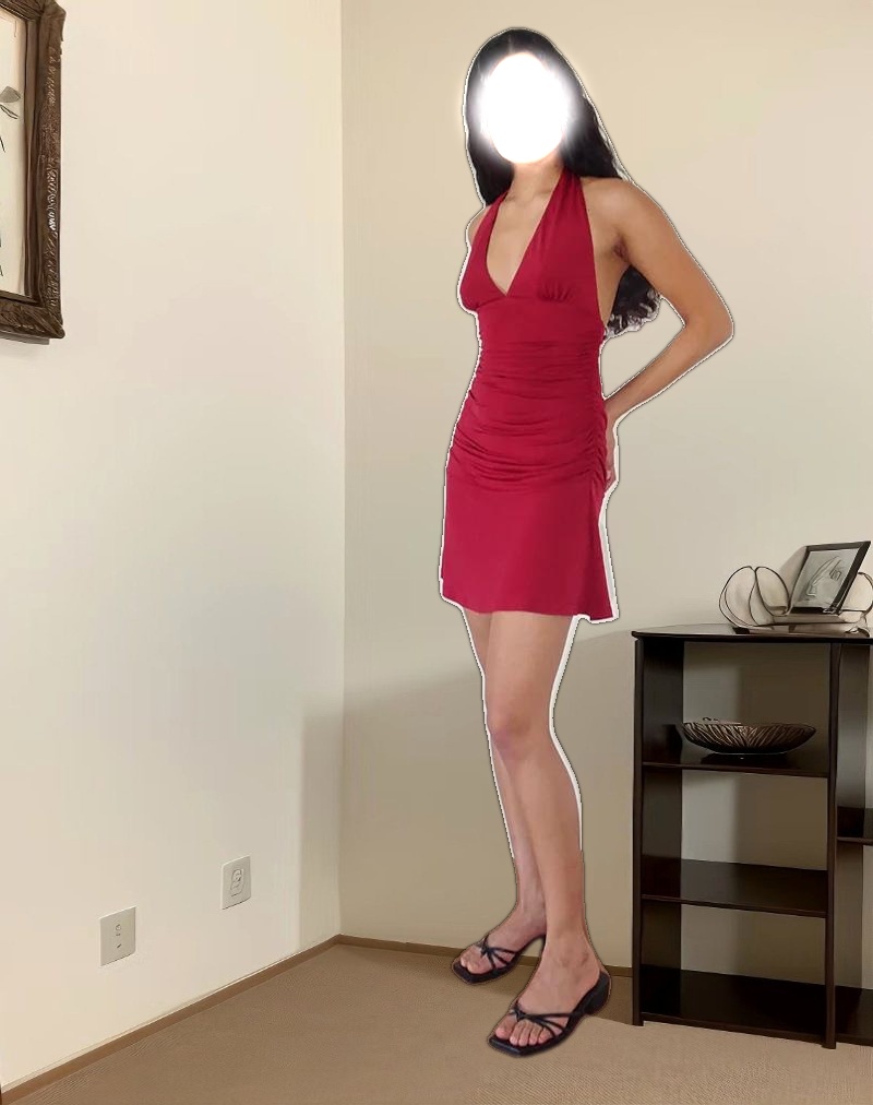 Carey Mini Dress in Lycra Slinky Red