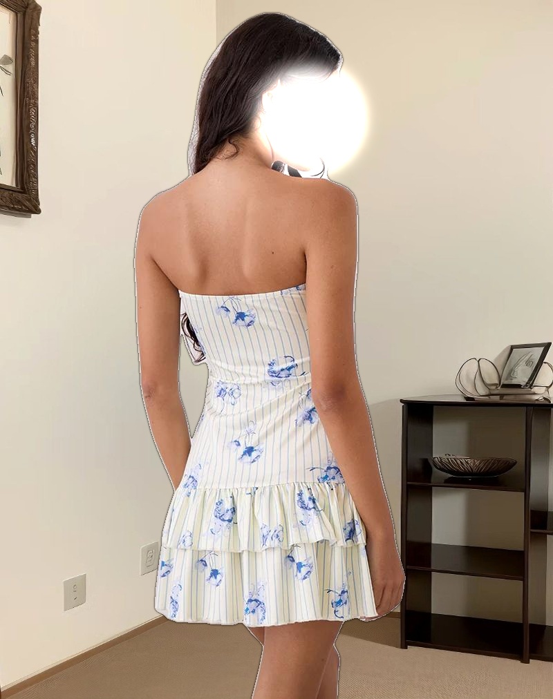 Sitav Dress in Floral Stripe Cream