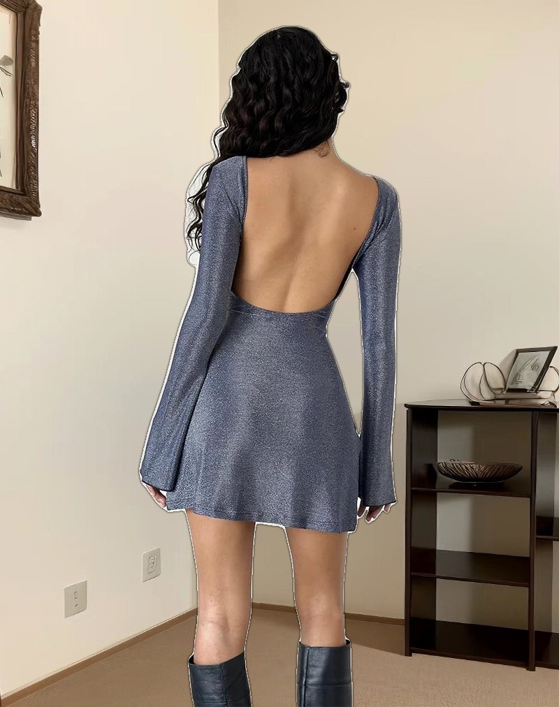 Sarweni Long Sleeve Mini Dress in Midnight Shimmer