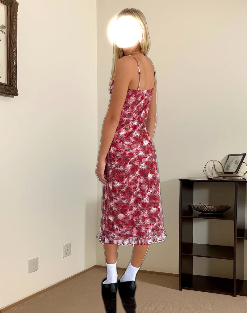 Nawari Midi Dress in Printed Lace Cherry