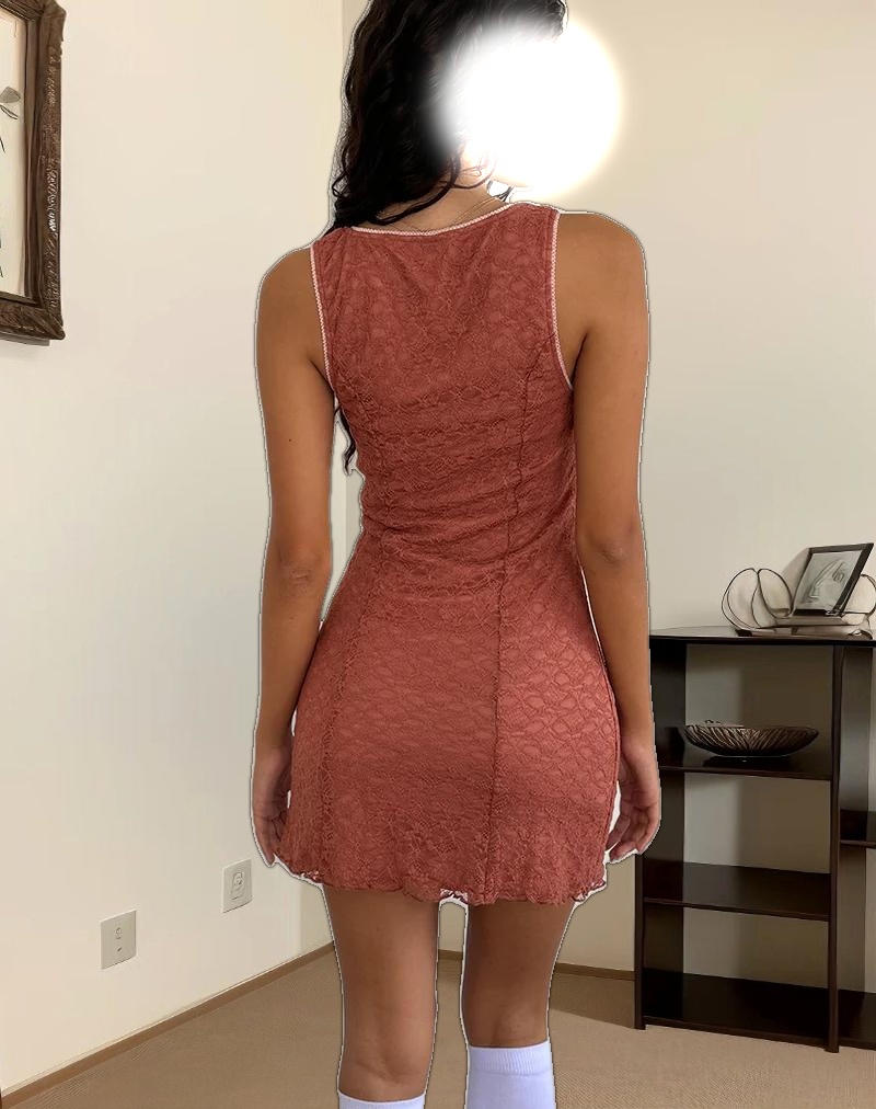 Itzy Lace Mini Dress in Withered Rose