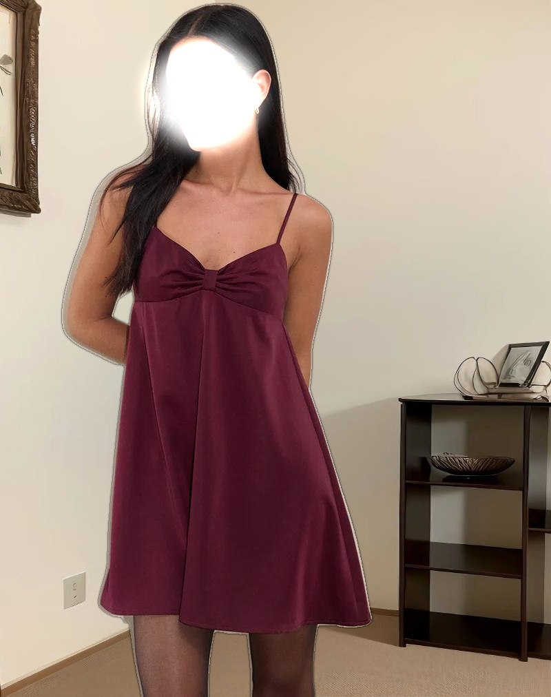 Rafaila Mini Slip Dress in Satin Burgundy