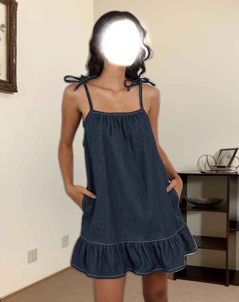 Carlisle Mini Dress in Chambray Indigo