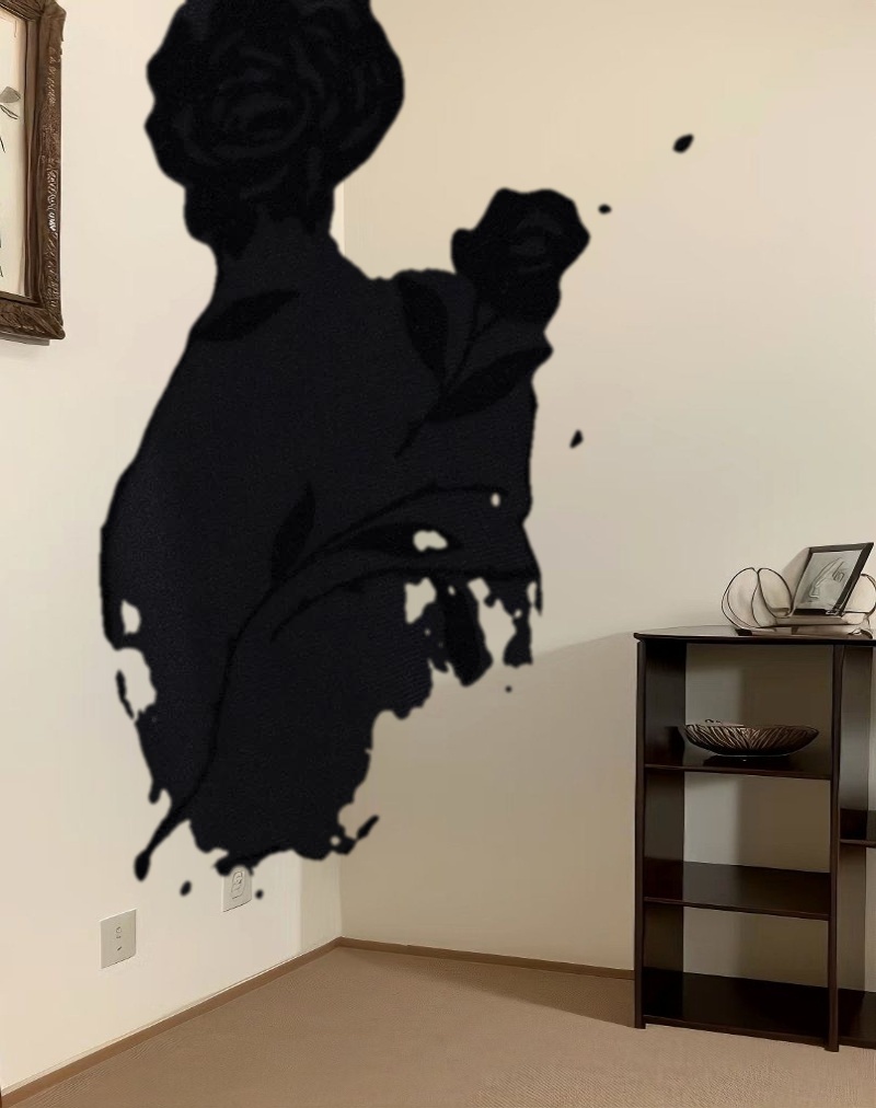 Motya Halterneck Mini Dress in Floral Rose Flocked Black