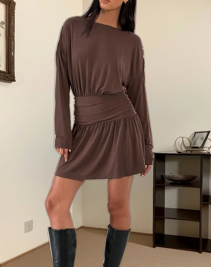 Sanuli Mini Dress In Bitter Chocolate