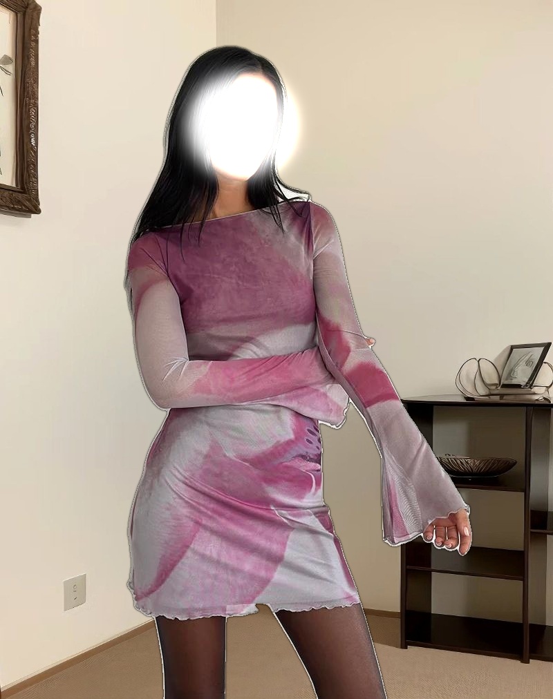 Sevila Mini Dress in Anatomy of Nature Pink