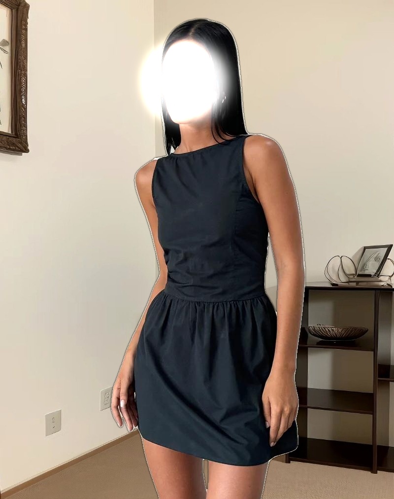 Taleshi Mini Dress in Black with Tap Shoe Off White Bows