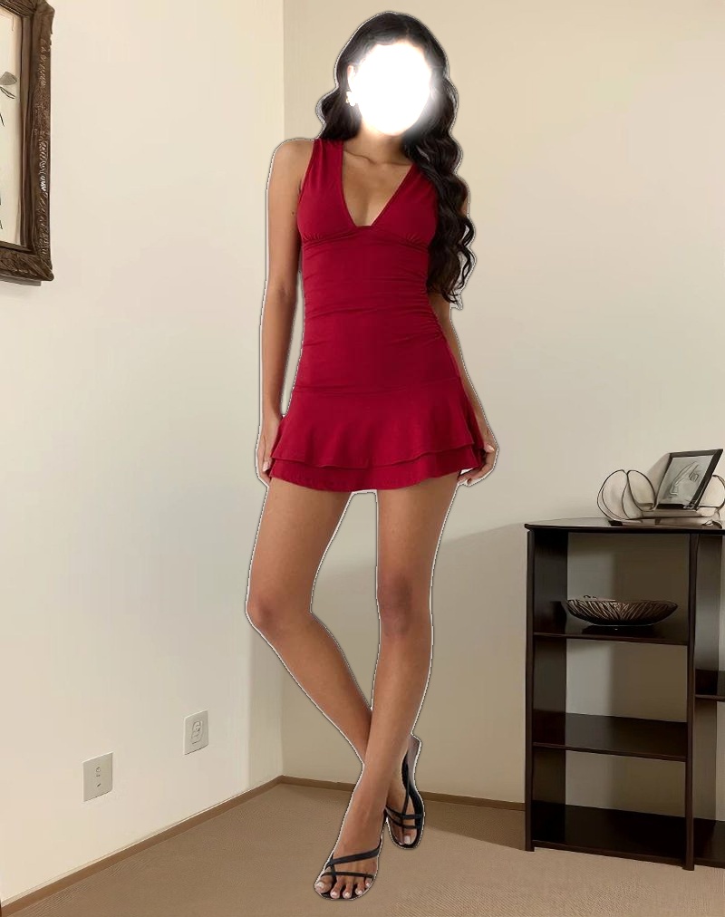 Lanai Mini Dress in Rayon Jersey Adrenaline Red