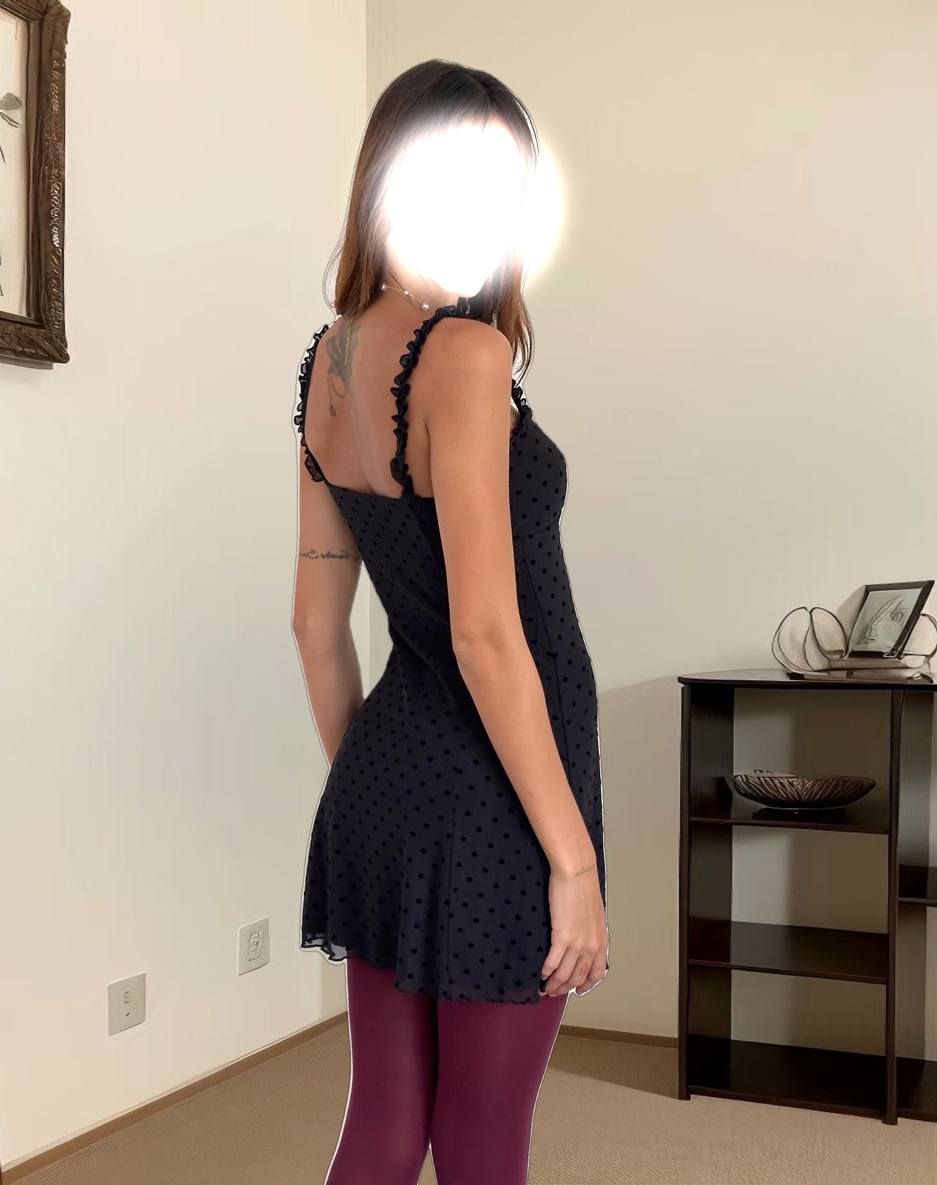 Trisha Mini Dress in Polka Black Flock