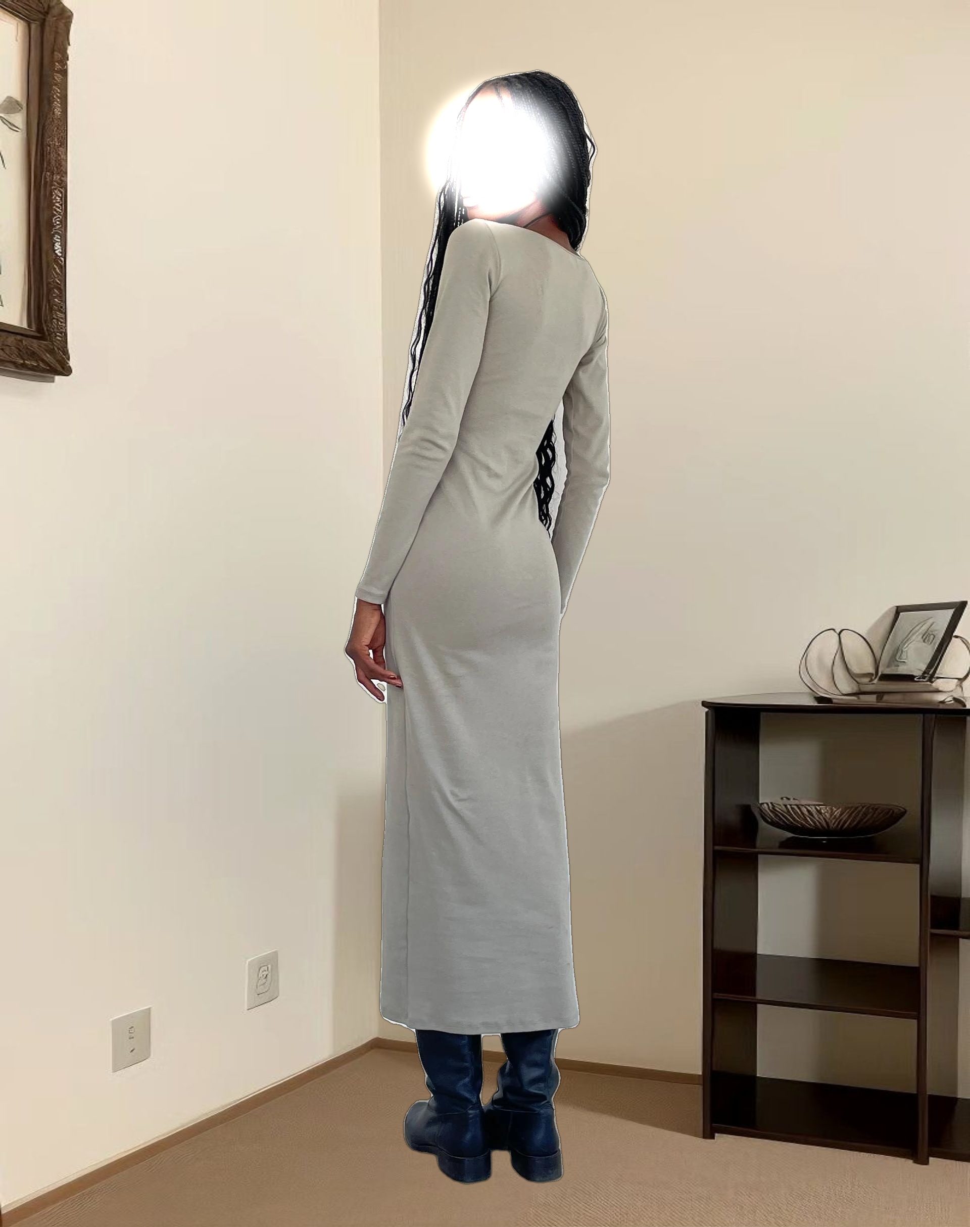 Belila Long Sleeve Maxi Dress in Sage Grey