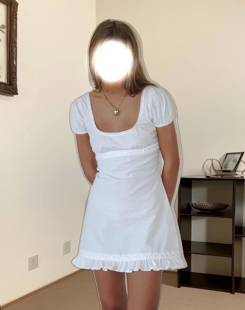 Bella Mini Tea Dress in Poplin White